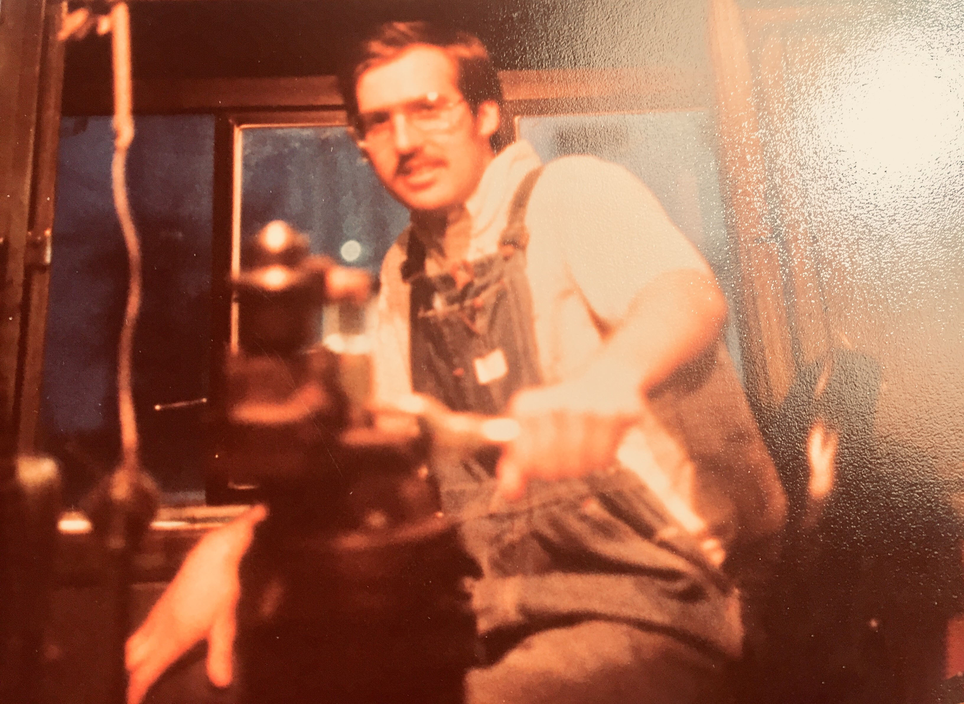 Robert Burkhardt working as a new locomotive engineer in 1980 Robert Burkhardt working as a new locomotive engineer in 1980