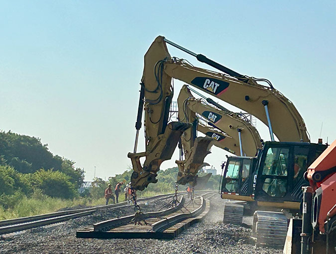 Track work under way on the Fort Worth Subdivision Track work under way on the Fort Worth Subdivision